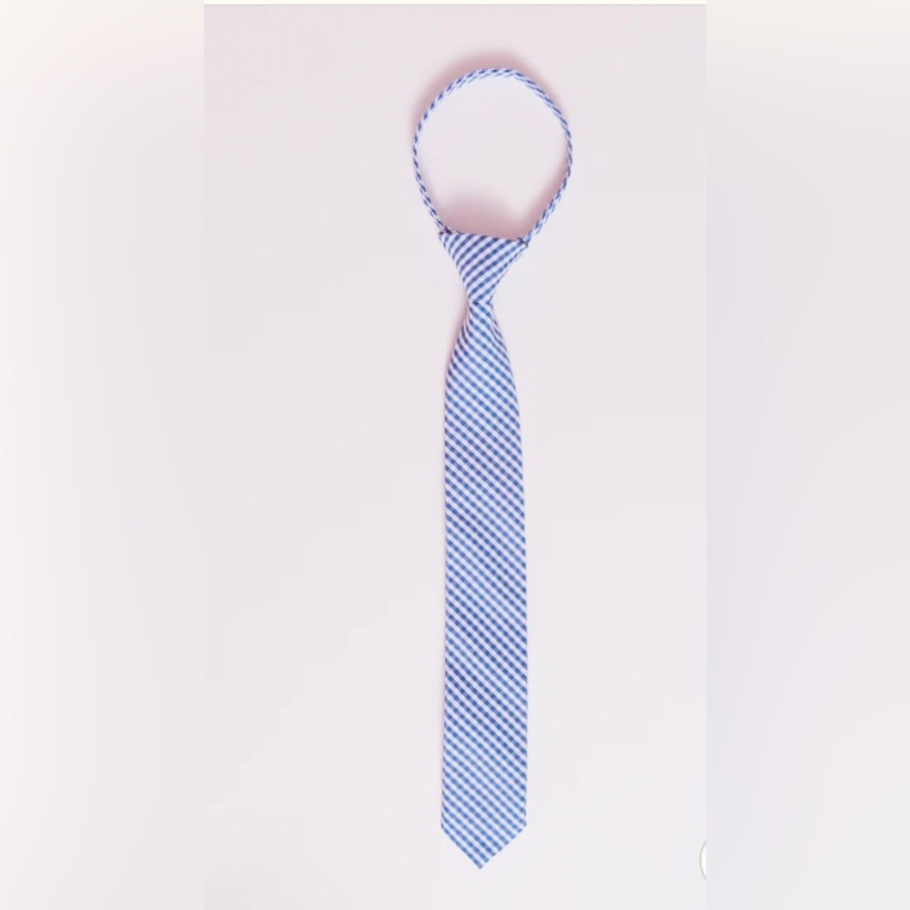 Youth blue and white gingham tie, size youth medium